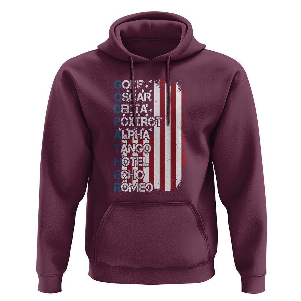 Godfather Hoodie Phonetic Alphabet Veteran Dad Uncle TS11 Maroon Print Your Wear