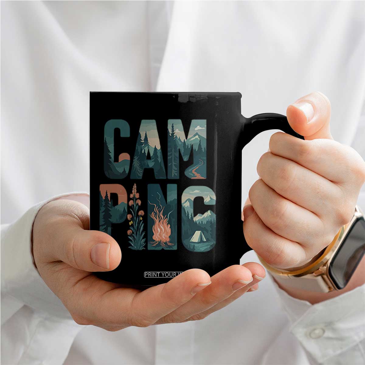 Camping Nature Adventure Campfire Tent Mountains Coffee Mug TS11 Print Your Wear