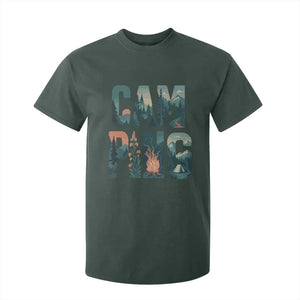 Camping Nature Adventure Campfire Tent Mountains T Shirt For Kid TS11 Dark Forest Green Print Your Wear
