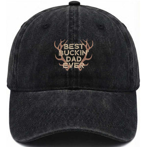 Funny Best Buckin Dad Ever Washed Cotton Baseball Cap Deer Hunting Father's Day TS11 Print Your Wear