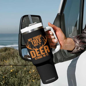 Funny My Family Tree Has A Deer Stand In It Tumbler With Handle Deer Hunting TS11 Print Your Wear