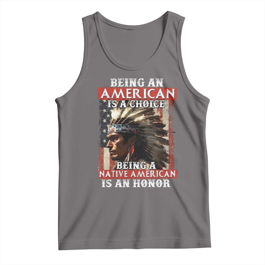 Being An American Is A Choice Being A Native American Is An Honor Tank Top USA Flag TS11 Deep Heather Print Your Wear