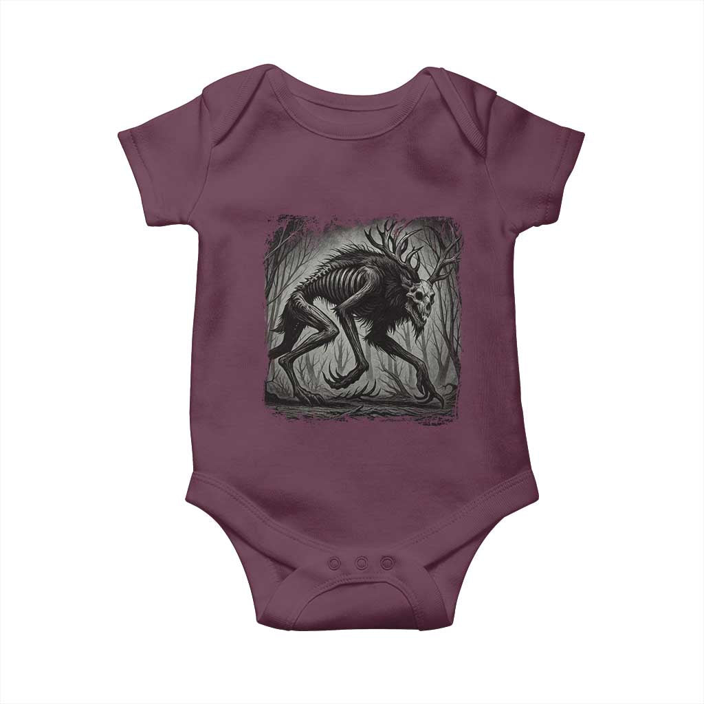 Wendigo Monster Baby Onesie Skinwalker Night Stroll Cryptid Dark Forest TS11 Maroon Print Your Wear