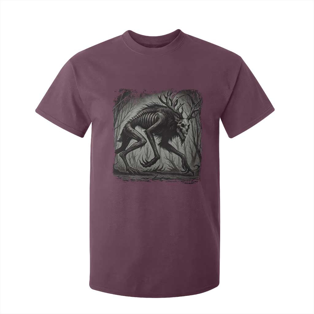 Wendigo Monster T Shirt For Kid Skinwalker Night Stroll Cryptid Dark Forest TS11 Maroon Print Your Wear