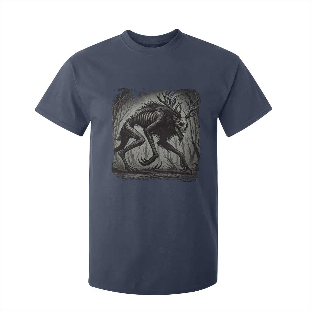 Wendigo Monster T Shirt For Kid Skinwalker Night Stroll Cryptid Dark Forest TS11 Navy Print Your Wear
