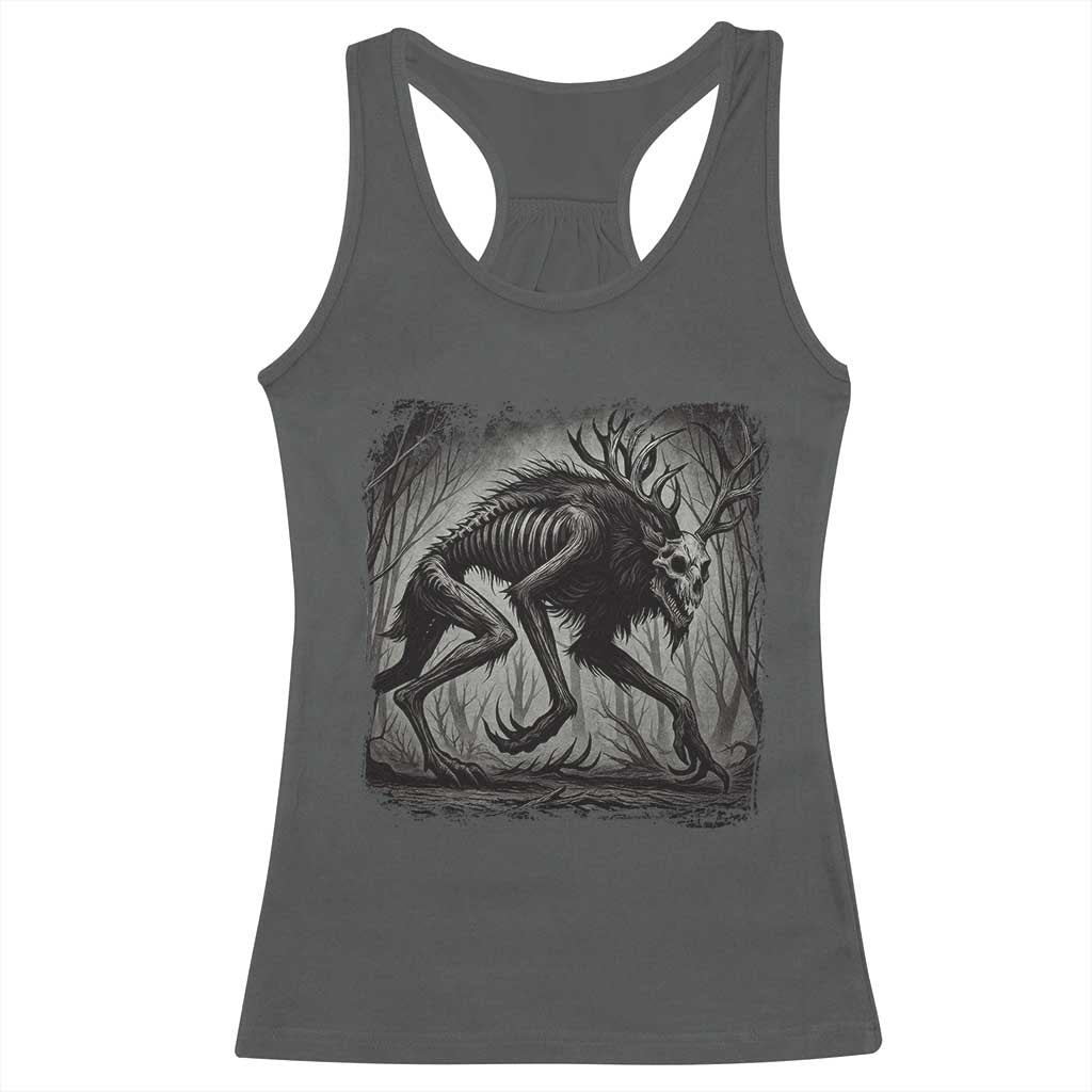Wendigo Monster Racerback Tank Top Skinwalker Night Stroll Cryptid Dark Forest TS11 Dark Heather Print Your Wear