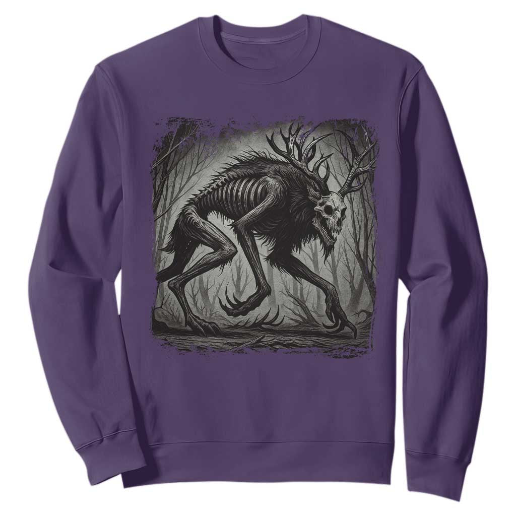 Wendigo Monster Sweatshirt Skinwalker Night Stroll Cryptid Dark Forest TS11 Purple Print Your Wear