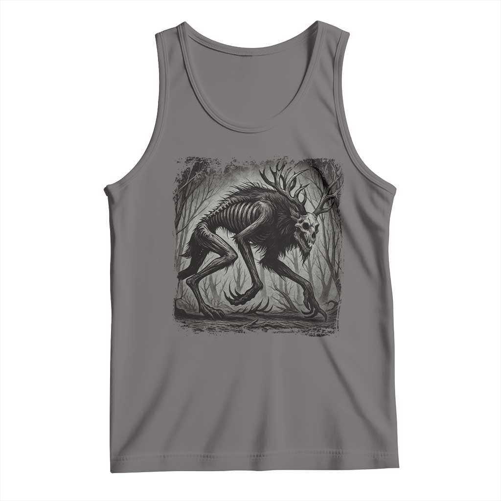 Wendigo Monster Tank Top Skinwalker Night Stroll Cryptid Dark Forest TS11 Deep Heather Print Your Wear