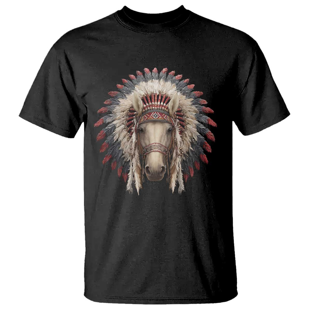 Horse Native American Indigenous Heritage War Bonnet T Shirt TS11 Black Print Your Wear