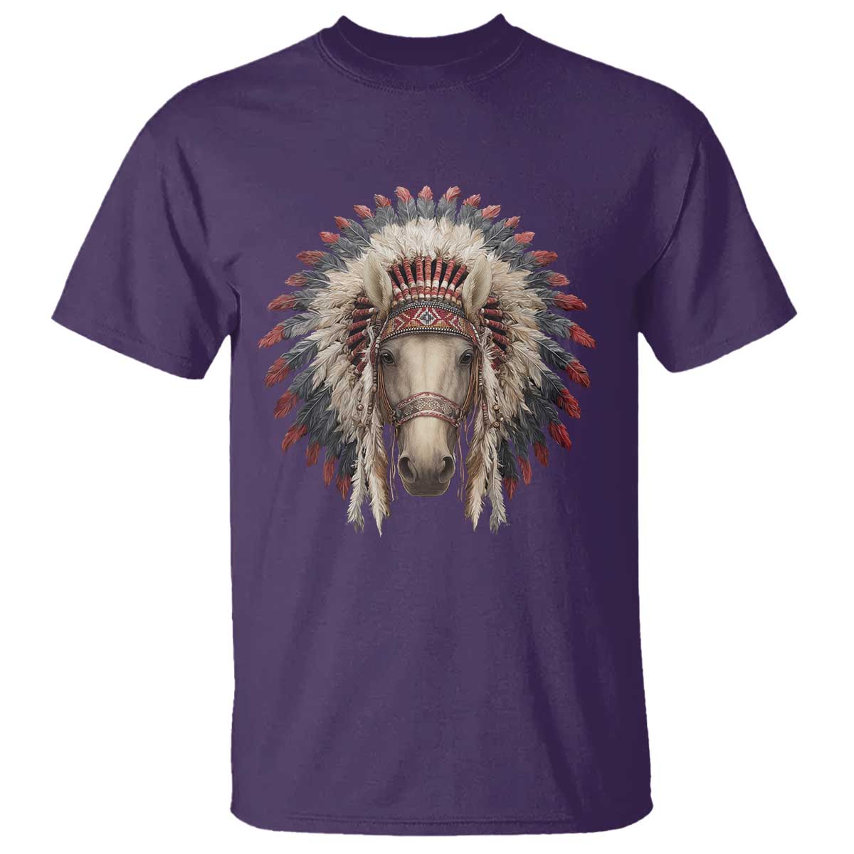 Horse Native American Indigenous Heritage War Bonnet T Shirt TS11 Purple Print Your Wear