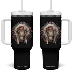 Horse Native American Indigenous Heritage War Bonnet Tumbler With Handle TS11 One Size: 40 oz Black Print Your Wear