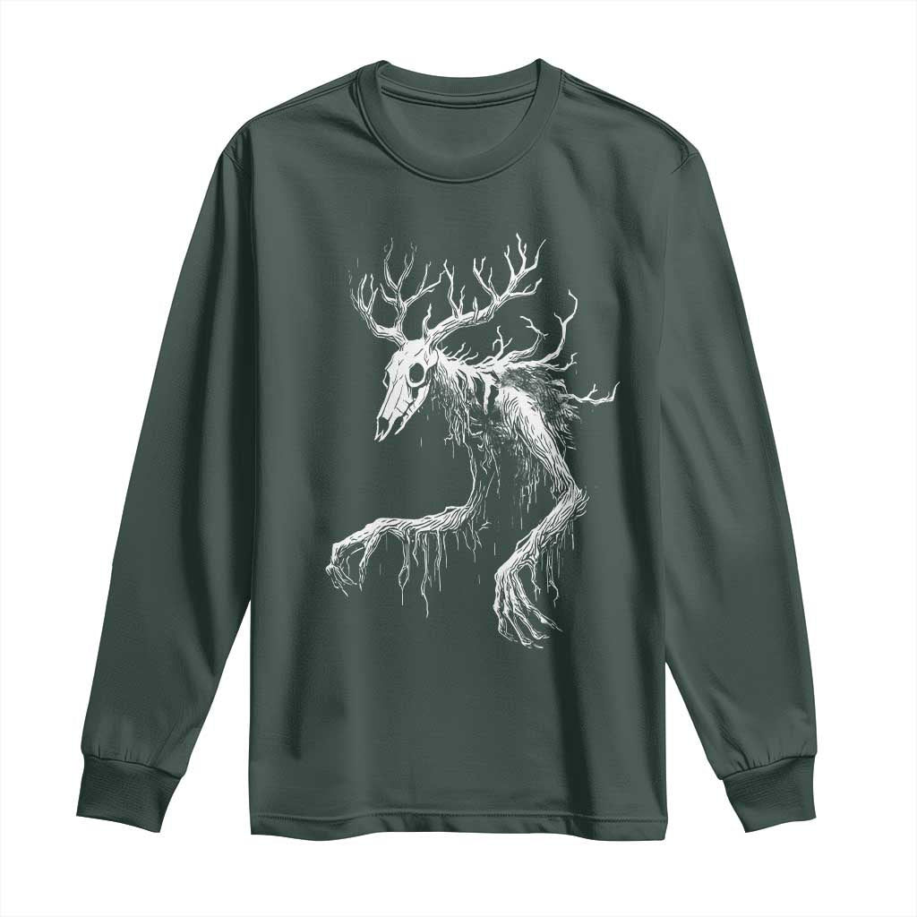 Wendigo Monster Skinwalker Mythical Cryptid Long Sleeve Shirt TS11 Dark Forest Green Print Your Wear