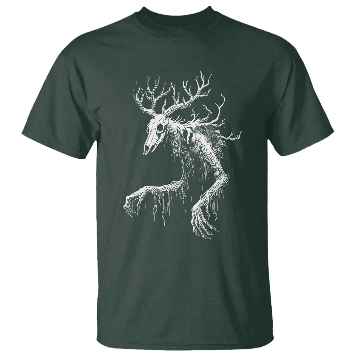Wendigo Monster Skinwalker Mythical Cryptid T Shirt TS11 Dark Forest Green Print Your Wear