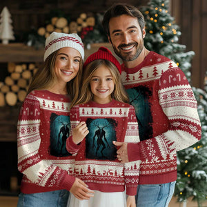 Wendigo Monster Skinwalker Mythical Cryptid Dark Forest Ugly Christmas Sweater TS11 Red Beige Print Your Wear
