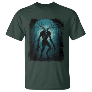 Wendigo Monster T Shirt - Skinwalker Mythical Cryptid Dark Forest Horror Tee TS11 Dark Forest Green Print Your Wear