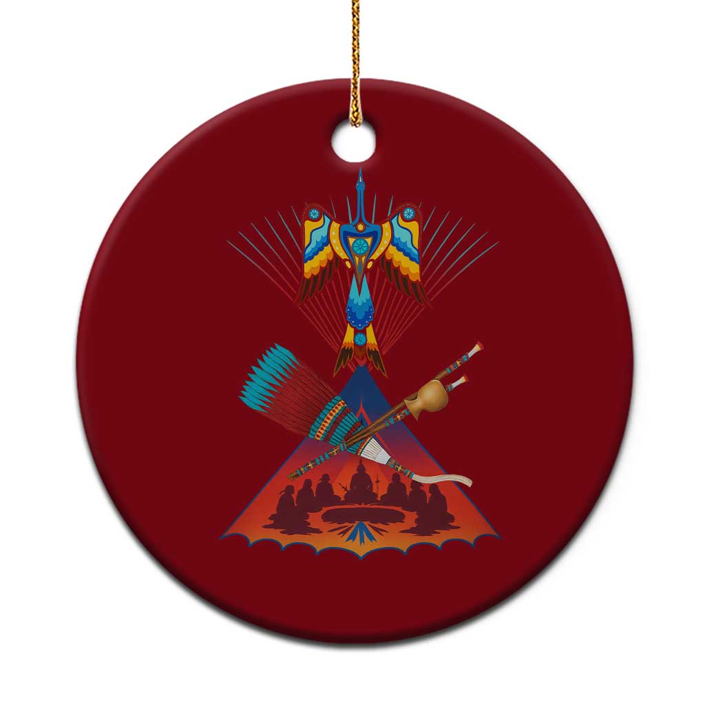 Native American Indigenous Heritage Peyote Water Bird Ceramic Ornament TS11 1pc Red Print Your Wear