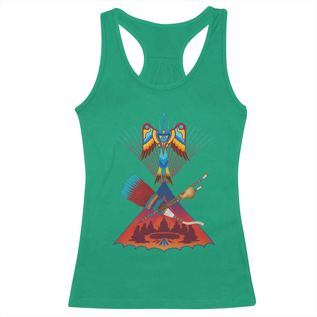 Native American Indigenous Heritage Peyote Water Bird Racerback Tank Top TS11 Irish Green Print Your Wear