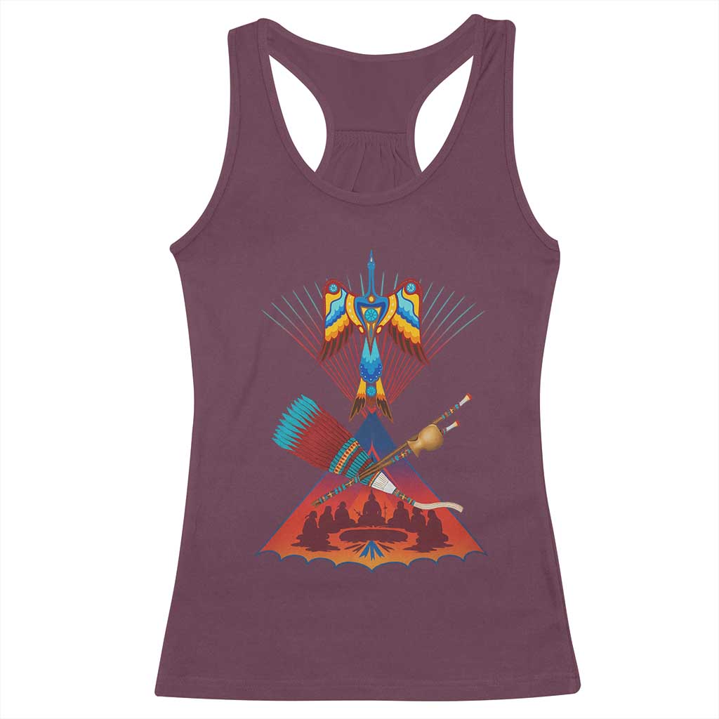 Native American Indigenous Heritage Peyote Water Bird Racerback Tank Top TS11 Maroon Print Your Wear