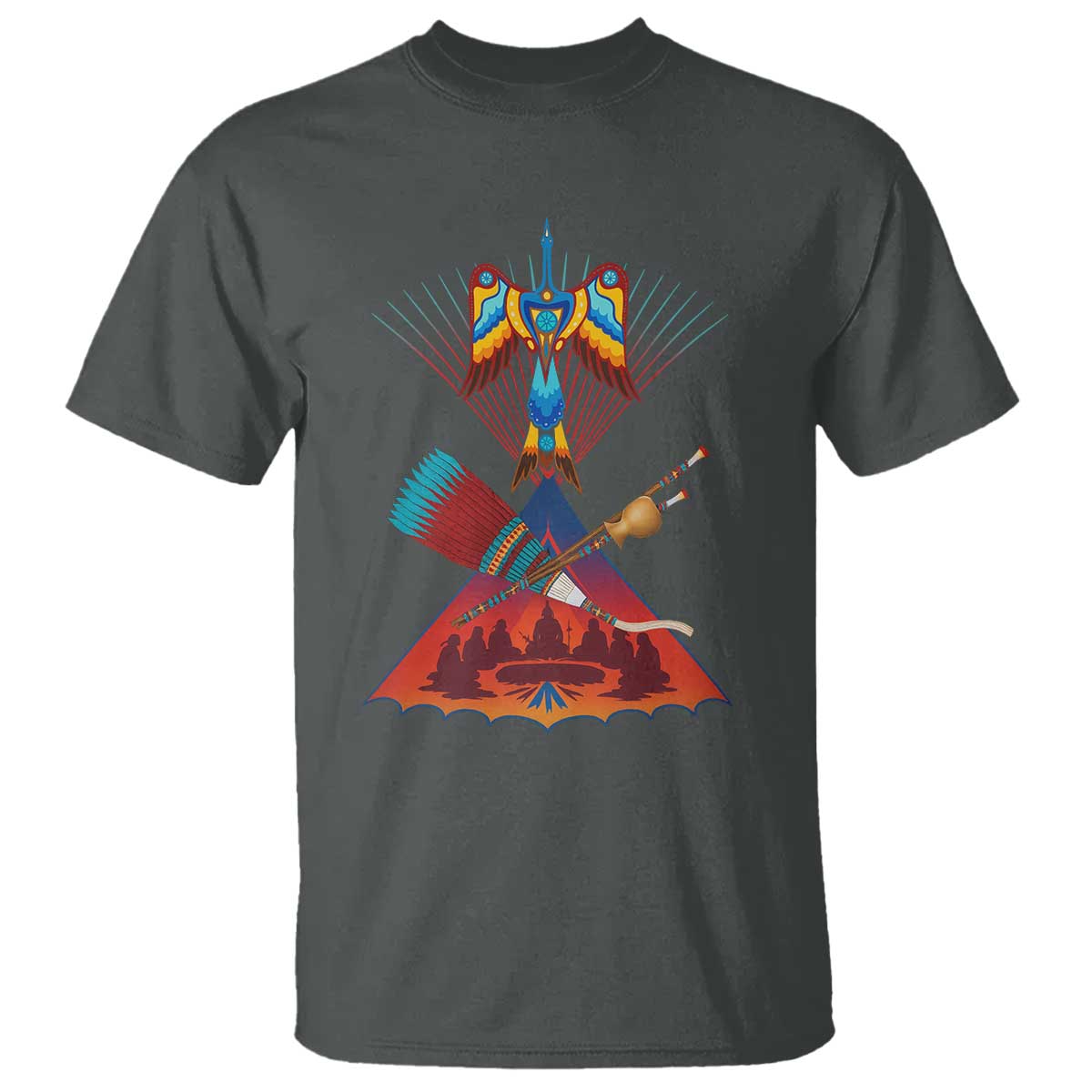 Native American Indigenous Heritage Peyote Water Bird T Shirt TS11 Dark Heather Print Your Wear