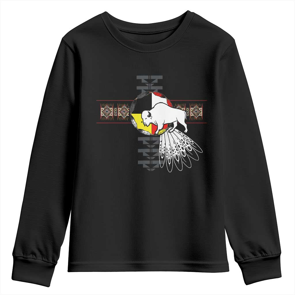 Native American White Buffalo Youth Sweatshirt Seven Sacred Grandfather Teachings TS11 Black Print Your Wear