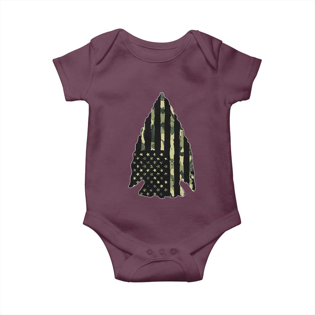Arrowhead Hunter Vintage Camougflage USA Flag Baby Onesie