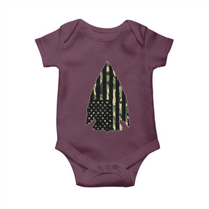Arrowhead Hunter Vintage Camougflage USA Flag Baby Onesie