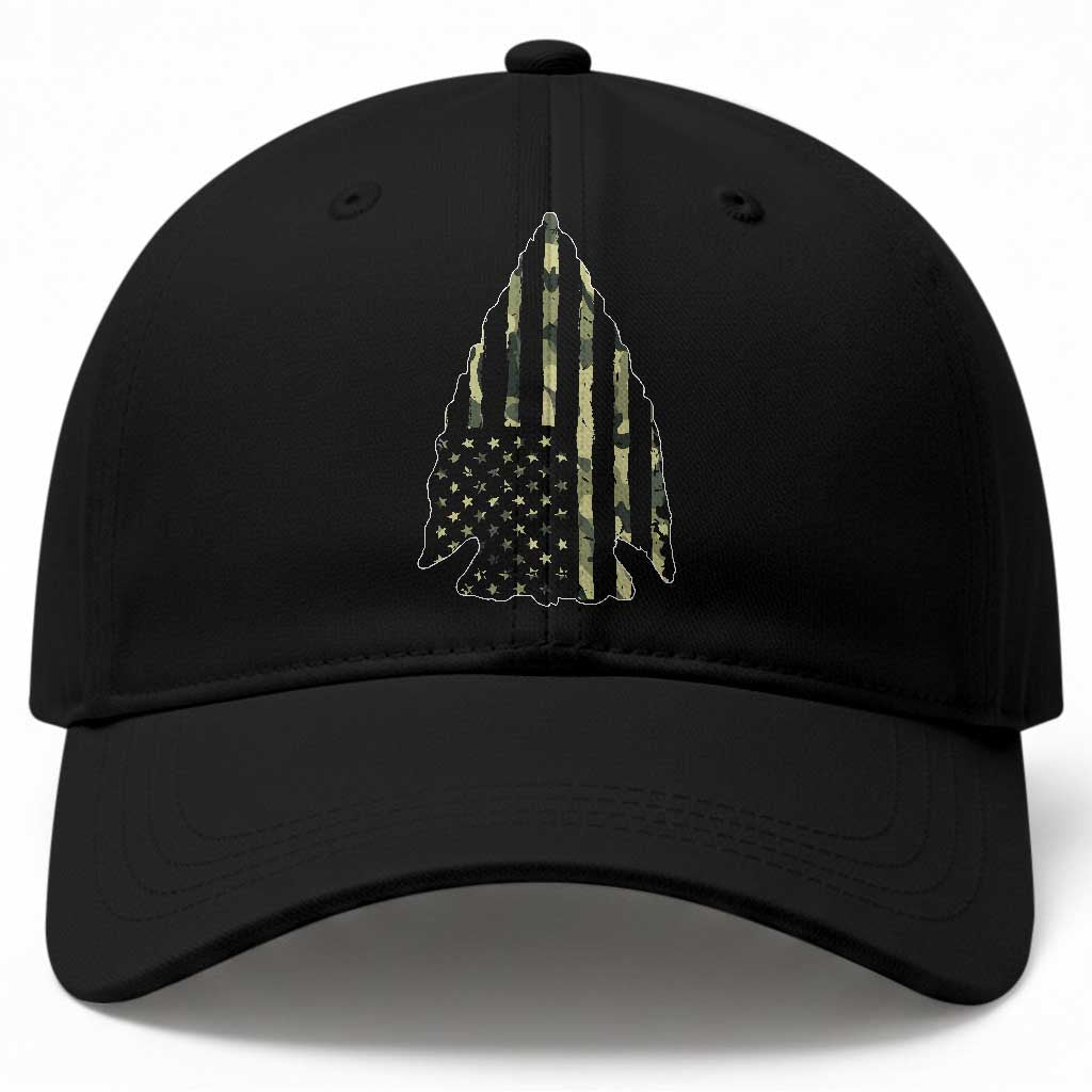 Arrowhead Hunter Vintage Camougflage USA Flag Baseball Cap