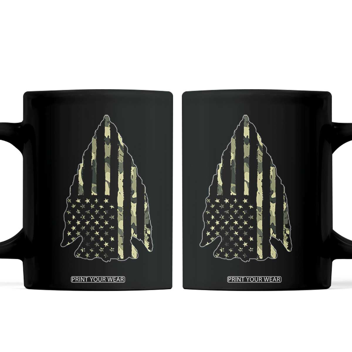 Arrowhead Hunter Vintage Camougflage USA Flag Coffee Mug
