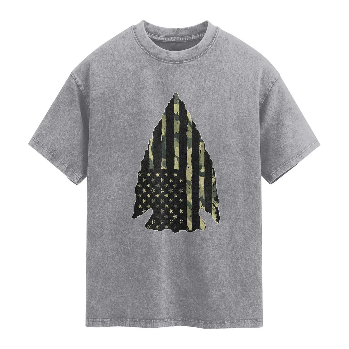 Arrowhead Hunter Vintage Camougflage USA Flag Washed Cotton T-Shirt