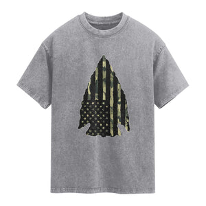 Arrowhead Hunter Vintage Camougflage USA Flag Washed Cotton T-Shirt