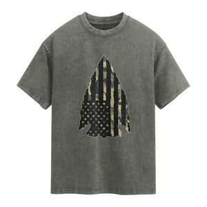 Arrowhead Hunter Vintage Camougflage USA Flag Washed Cotton T-Shirt