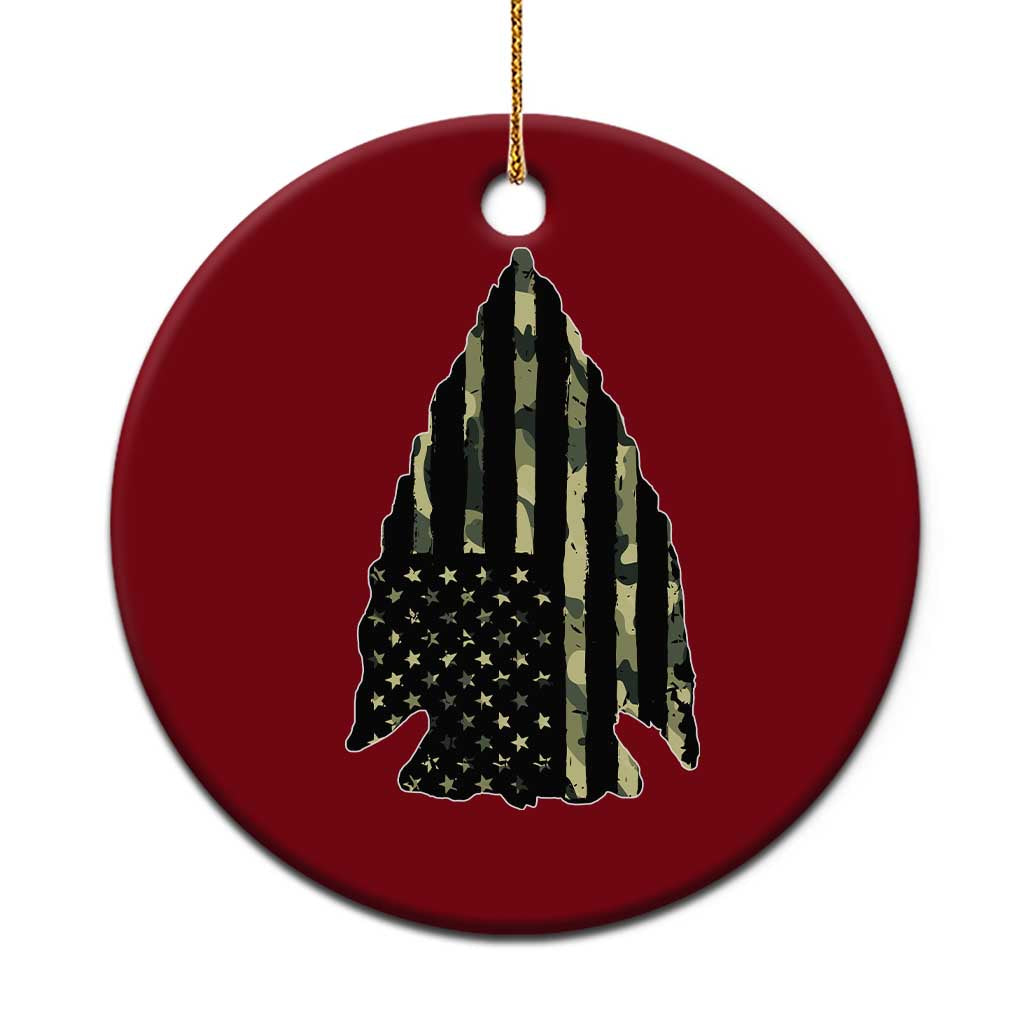 Arrowhead Hunter Vintage Camougflage USA Flag Ceramic Ornament