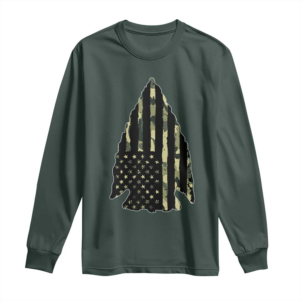 Arrowhead Hunter Vintage Camougflage USA Flag Long Sleeve Shirt