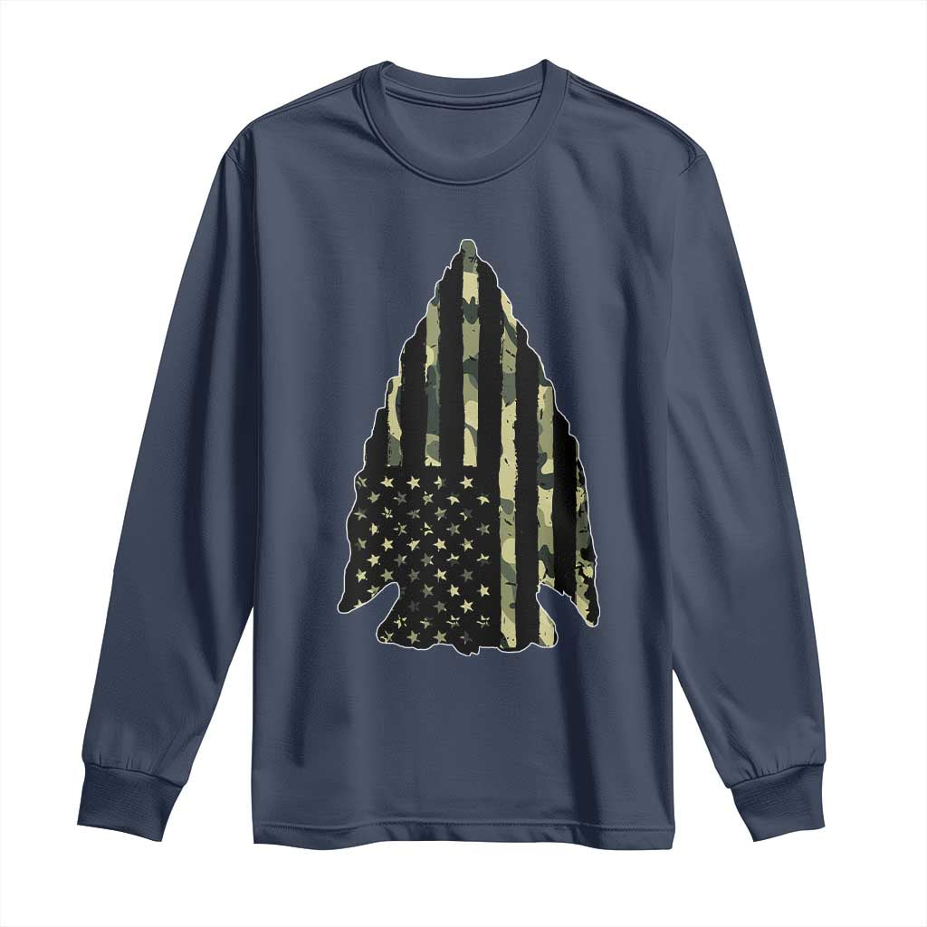 Arrowhead Hunter Vintage Camougflage USA Flag Long Sleeve Shirt