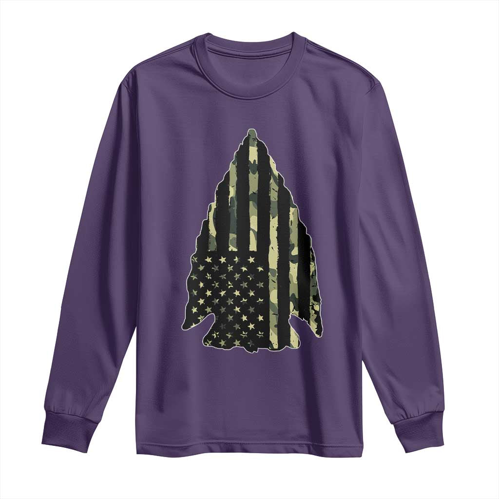 Arrowhead Hunter Vintage Camougflage USA Flag Long Sleeve Shirt