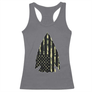 Arrowhead Hunter Vintage Camougflage USA Flag Racerback Tank Top
