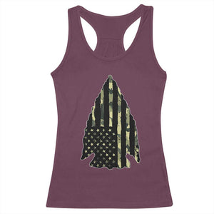 Arrowhead Hunter Vintage Camougflage USA Flag Racerback Tank Top