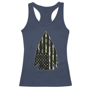 Arrowhead Hunter Vintage Camougflage USA Flag Racerback Tank Top