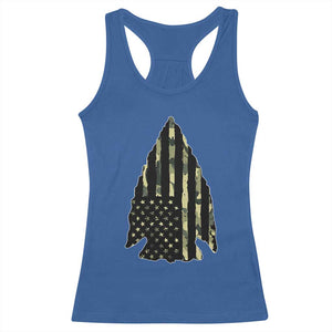 Arrowhead Hunter Vintage Camougflage USA Flag Racerback Tank Top