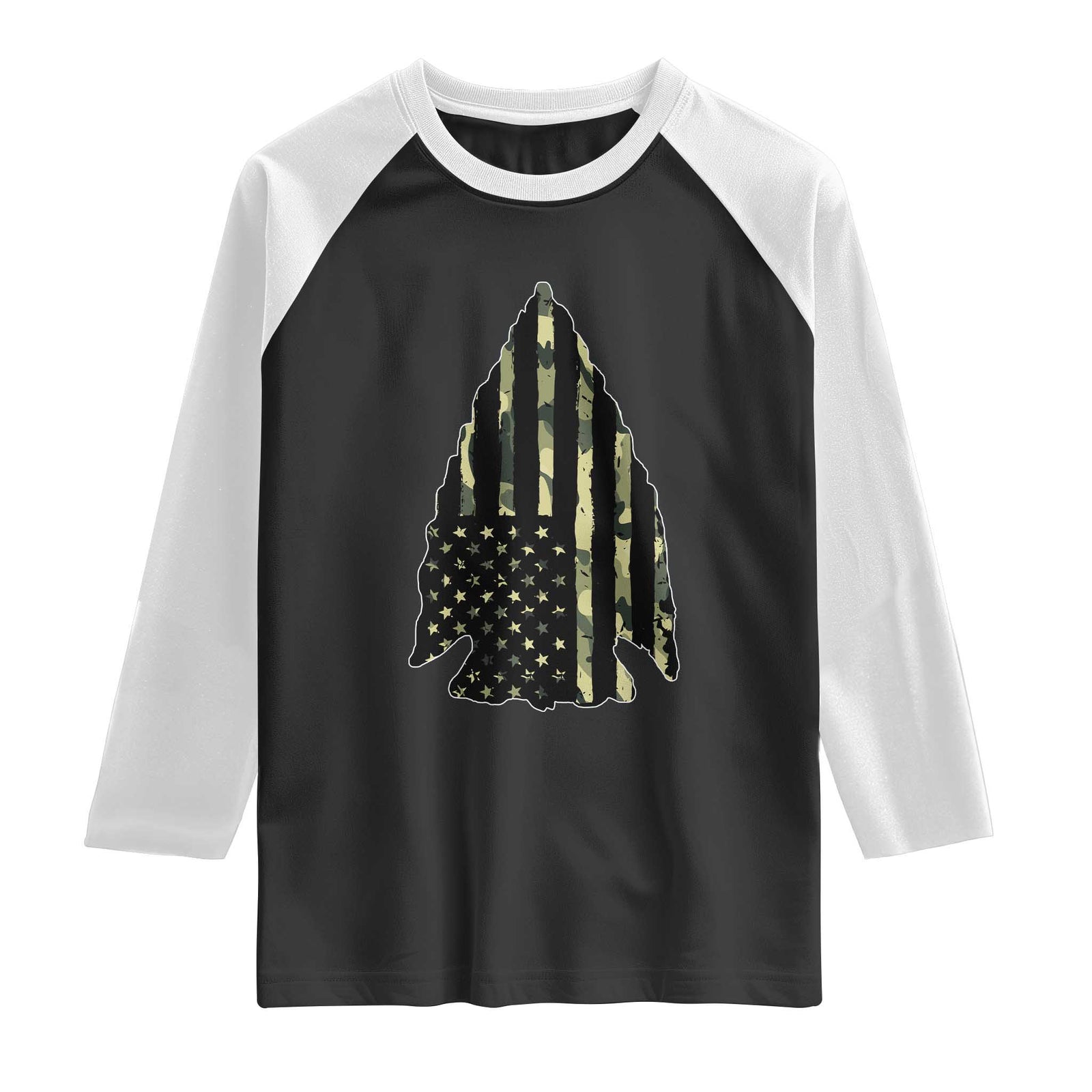 Arrowhead Hunter Vintage Camougflage USA Flag Raglan Shirt