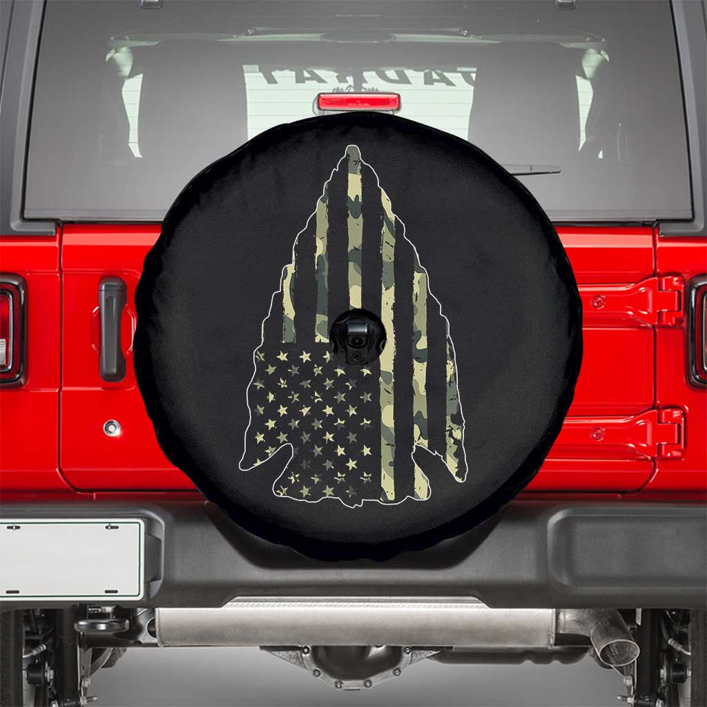 Arrowhead Hunter Vintage Camougflage USA Flag Spare Tire Cover