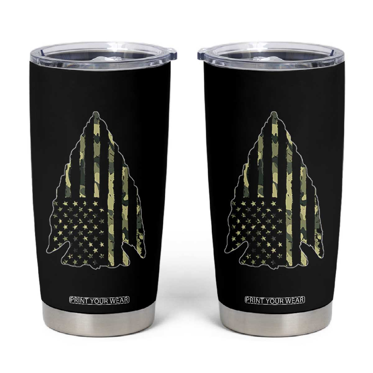 Arrowhead Hunter Vintage Camougflage USA Flag Tumbler Cup