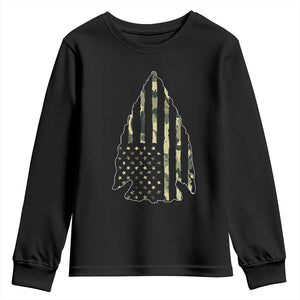 Arrowhead Hunter Vintage Camougflage USA Flag Youth Sweatshirt