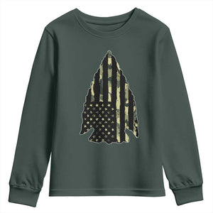 Arrowhead Hunter Vintage Camougflage USA Flag Youth Sweatshirt