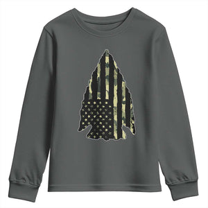 Arrowhead Hunter Vintage Camougflage USA Flag Youth Sweatshirt