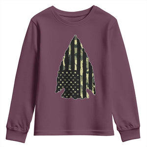 Arrowhead Hunter Vintage Camougflage USA Flag Youth Sweatshirt