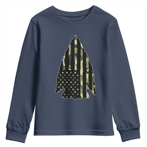 Arrowhead Hunter Vintage Camougflage USA Flag Youth Sweatshirt