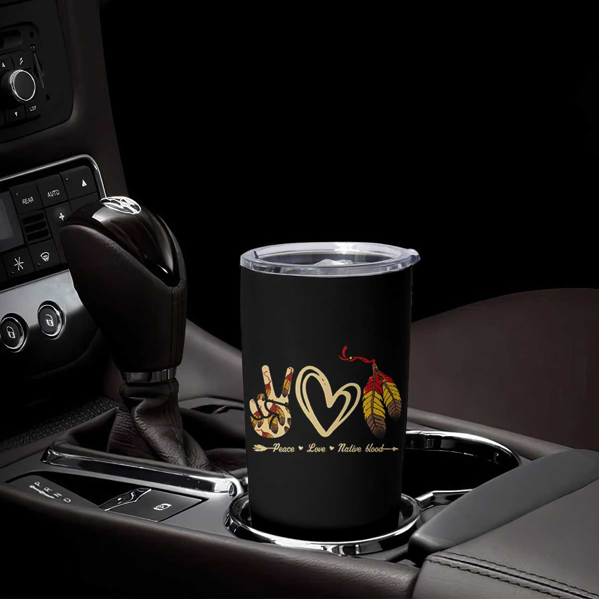 Peace Love Native Blood Tumbler Cup Native American Feathers TS11 Print Your Wear