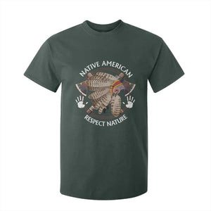 Native American Respect Nature T Shirt For Kid Indigenous Indian War Bonnet Tomahawks TS11 Dark Forest Green Print Your Wear