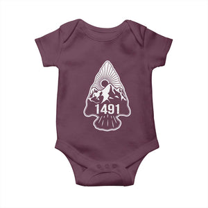 Proud Native American 1491 Pre Columbus Indigenous Arrowhead Baby Onesie TS11 Maroon Print Your Wear